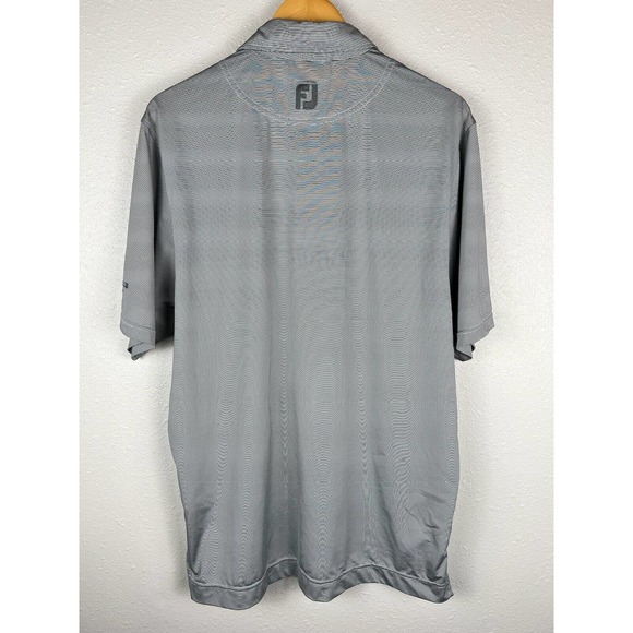FootJoy Men's Medium Gray Striped Logo Short Sleeve Golf Polo Shirt - Picture 7 of 10